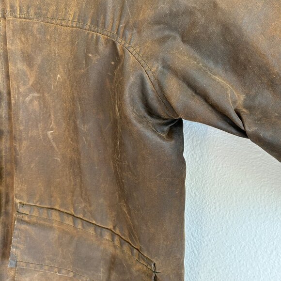 Vtg Argatta Wax Cloth Jacket S Brown Plaid Wool Lined Corduroy Collar Chore - Picture 9 of 16